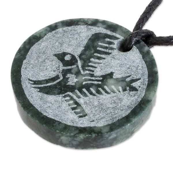 Alternate image for Hand-Carved Jade Eagle Pendant Necklace from Guatemala Tzikin Eagle