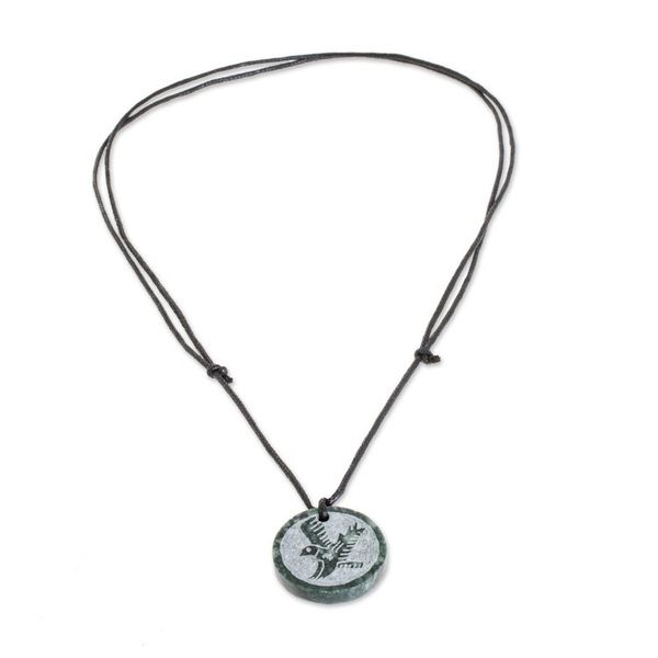 Alternate image for Hand-Carved Jade Eagle Pendant Necklace from Guatemala Tzikin Eagle