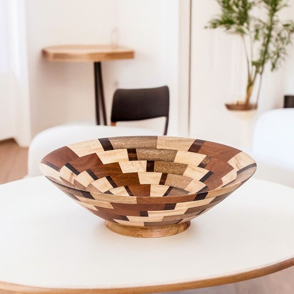 Palo Blanco and Caoba Wood Serving Bowl from Guatemala 'Fragment'