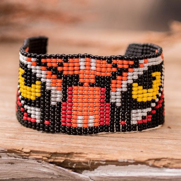 Alternate image for Tiger Motif Beaded Wristband Bracelet Tiger Gaze