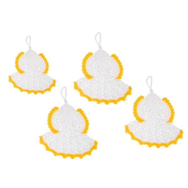 Alternate image for Hand-Crocheted Angel Ornaments in White Set of 4 Light of Love