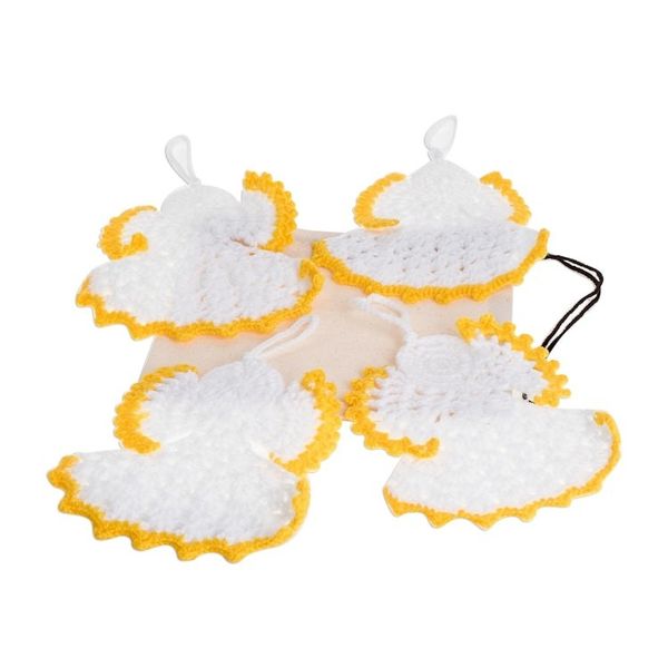 Alternate image for Hand-Crocheted Angel Ornaments in White Set of 4 Light of Love