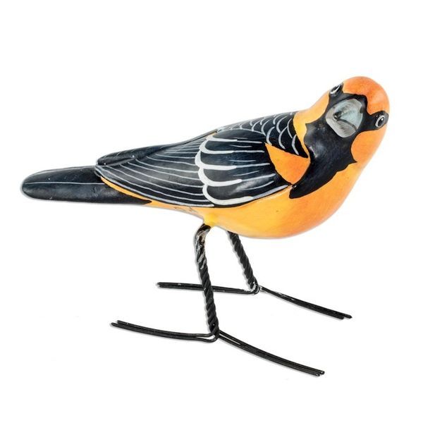 Alternate image for Handcrafted Posable Ceramic Altamira Oriole Figurine Altamira Oriole
