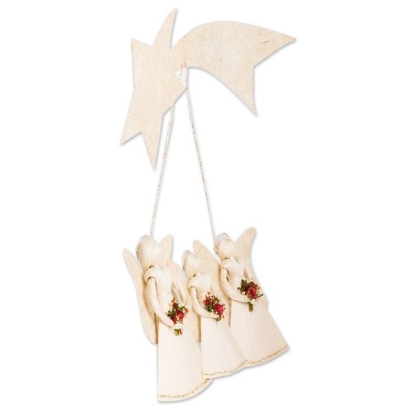 Alternate image for Natural Fiber Angel Wall Sculpture from Costa Rica Angels with Flowers
