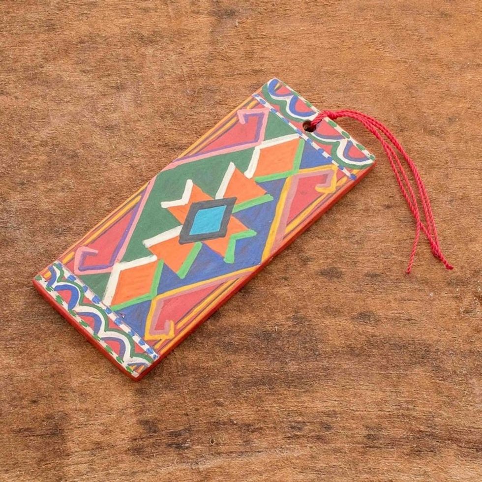 Hand-Painted Colorful Wood Bookmark 'Patzn Belt'