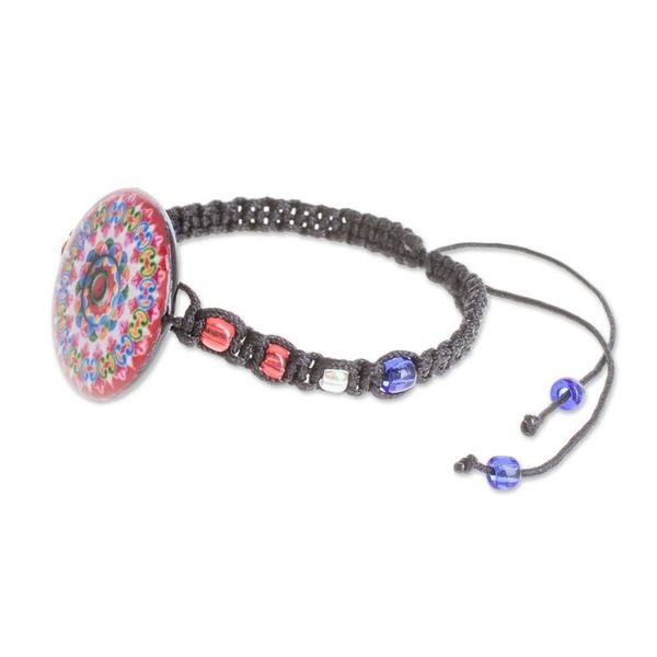 Alternate image for Kaleidoscopic Glass Beaded Macrame Pendant Bracelet Mesmerizing Kaleidoscope