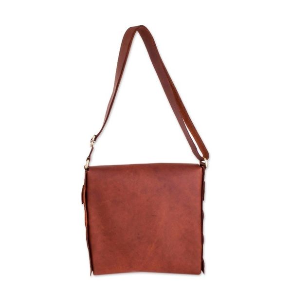 Alternate image for Brown Leather Messenger Bag from Guatemala Audacious