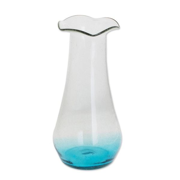 Alternate image for Handblown Recycled Glass Vase with Blue Accent Glistening Sea