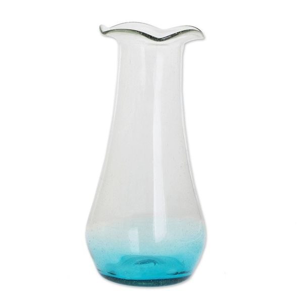 Alternate image for Handblown Recycled Glass Vase with Blue Accent Glistening Sea