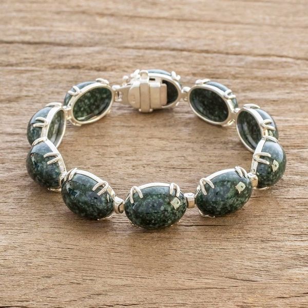 Alternate image for Natural Dark Green Jade Link Bracelet Natural Enchantment