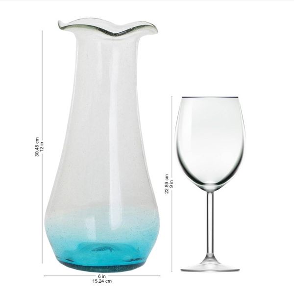 Alternate image for Handblown Recycled Glass Vase with Blue Accent Glistening Sea