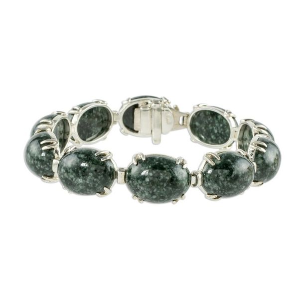 Alternate image for Natural Dark Green Jade Link Bracelet Natural Enchantment