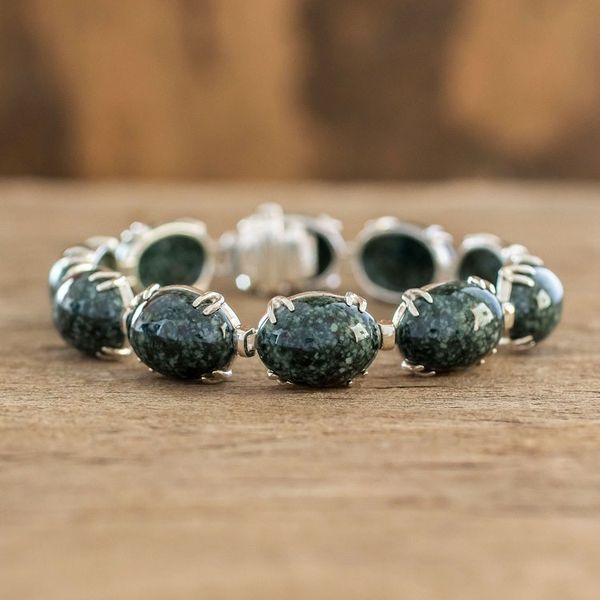 Alternate image for Natural Dark Green Jade Link Bracelet Natural Enchantment