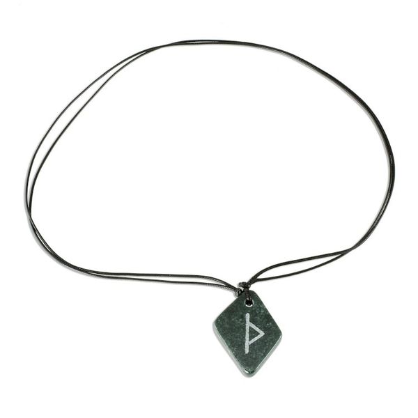 Alternate image for Unique Green Jade Rune Necklace from Guatemala Rune Thurisaz