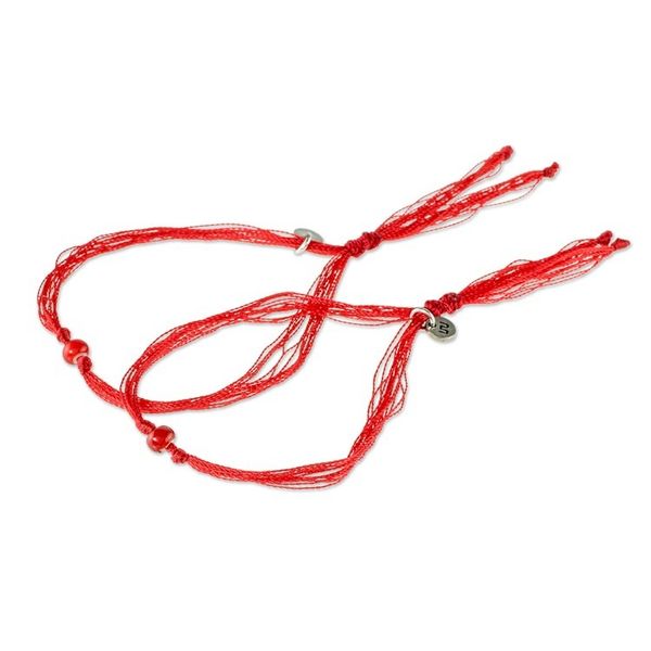Alternate image for Red Cord Bracelets with Red Glass Beads Pair For You and Me