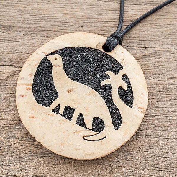 Alternate image for Coconut Shell and Lava Stone Diplodocus Pendant Necklace Diplodocus