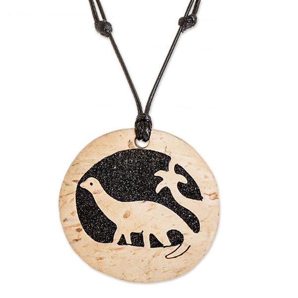 Alternate image for Coconut Shell and Lava Stone Diplodocus Pendant Necklace Diplodocus