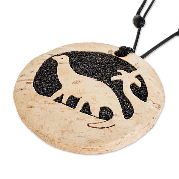 Alternate image for Coconut Shell and Lava Stone Diplodocus Pendant Necklace Diplodocus