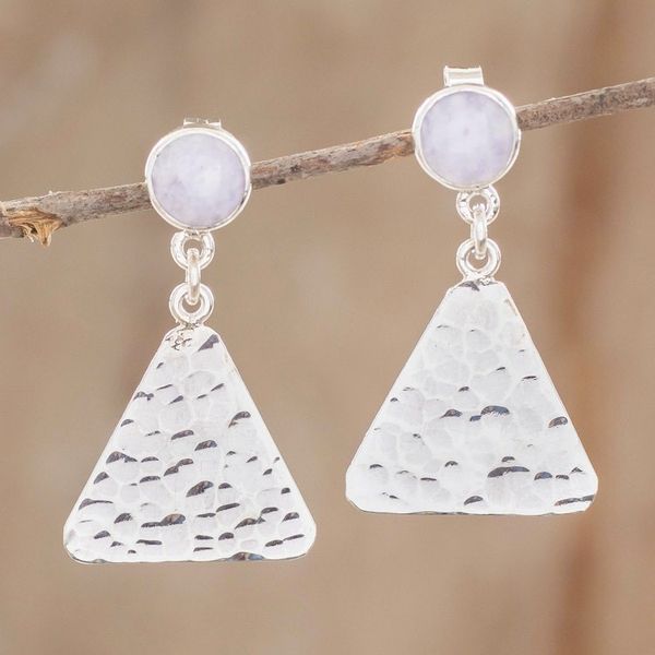 Alternate image for Silver and Lilac Jade Dangle Earrings from Guatemala Mountains in Lilac