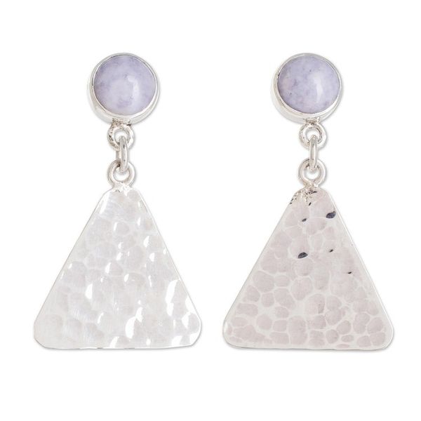 Alternate image for Silver and Lilac Jade Dangle Earrings from Guatemala Mountains in Lilac