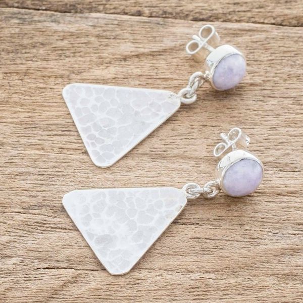 Alternate image for Silver and Lilac Jade Dangle Earrings from Guatemala Mountains in Lilac