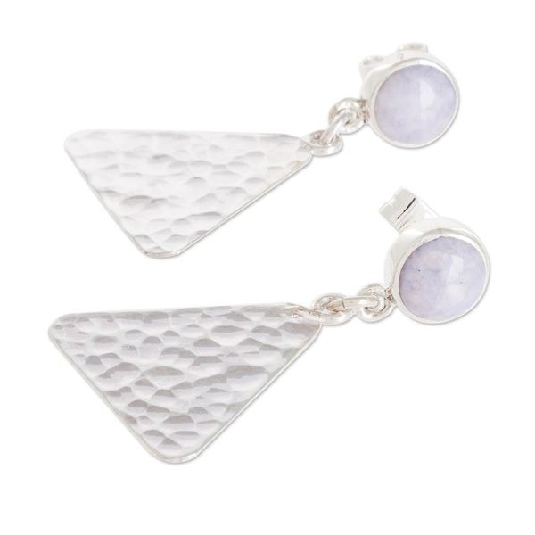 Alternate image for Silver and Lilac Jade Dangle Earrings from Guatemala Mountains in Lilac
