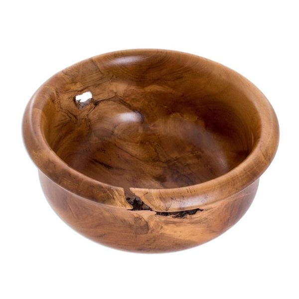 Alternate image for Handmade Decorative Teak Wood Bowl Natures Pride