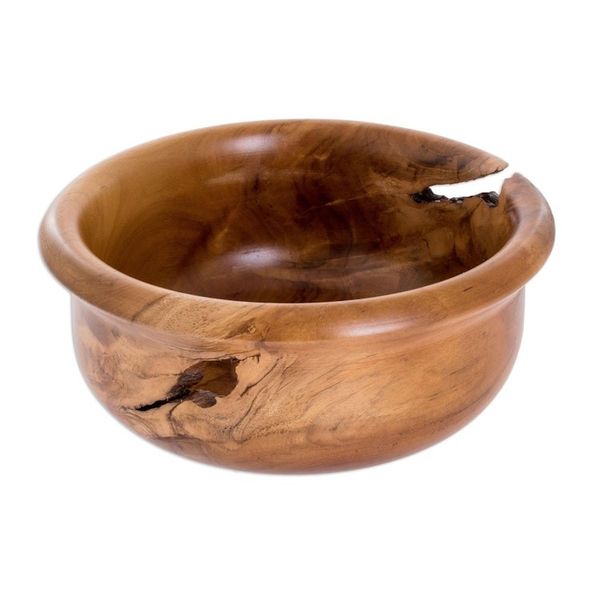 Alternate image for Handmade Decorative Teak Wood Bowl Natures Pride