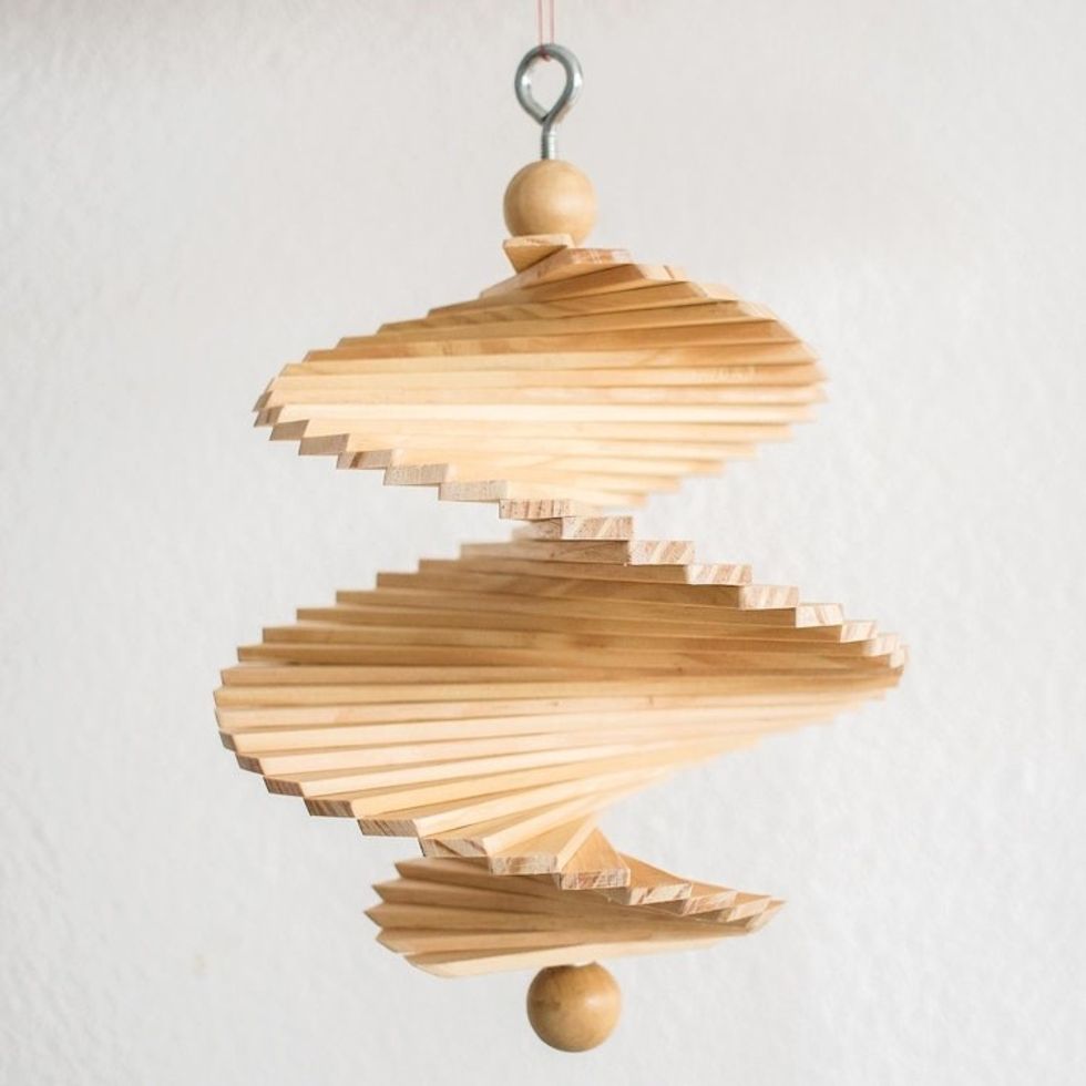 Handcrafted Wooden Helix Mobile With Hook From Guatemala 'Fresh Breezes'