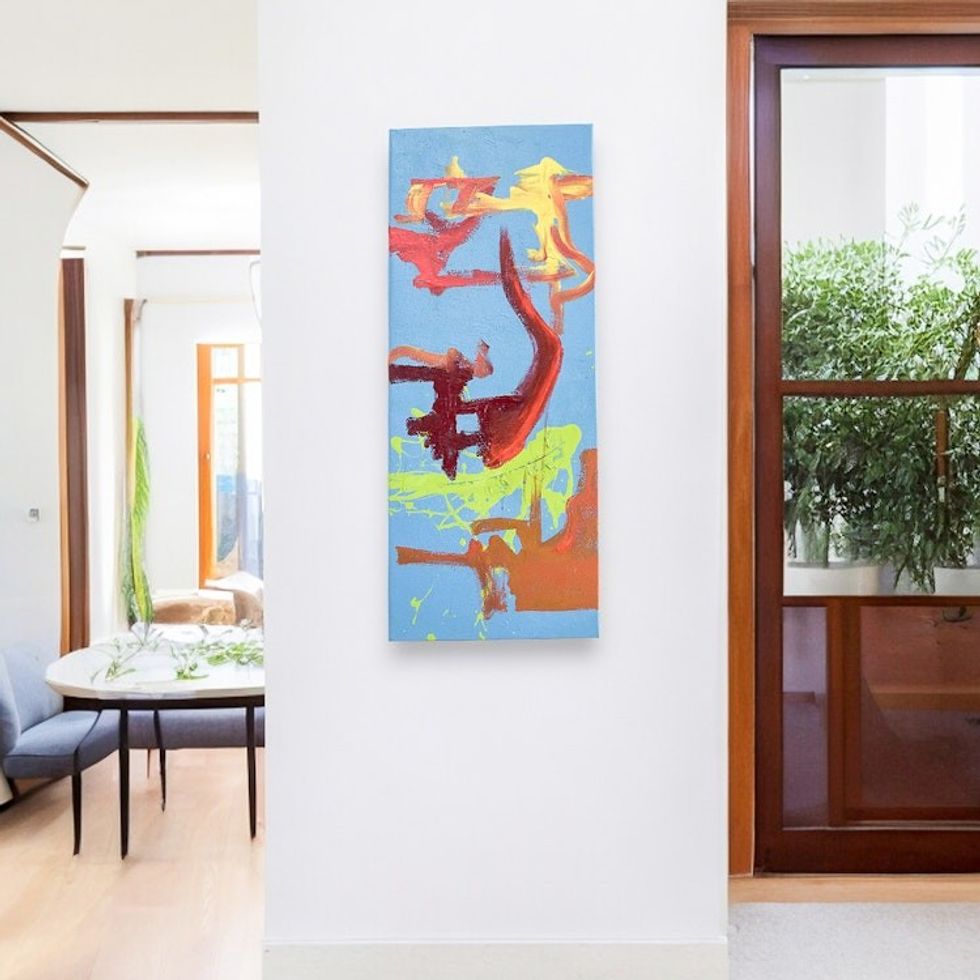 Signed Abstract Painting with Relief Texture 'Harmonic Symphony'