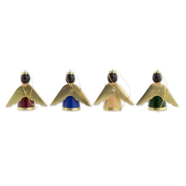 Alternate image for Assorted Color Reclaimed Wood Angel Ornaments Set of 4 Lovely Angels