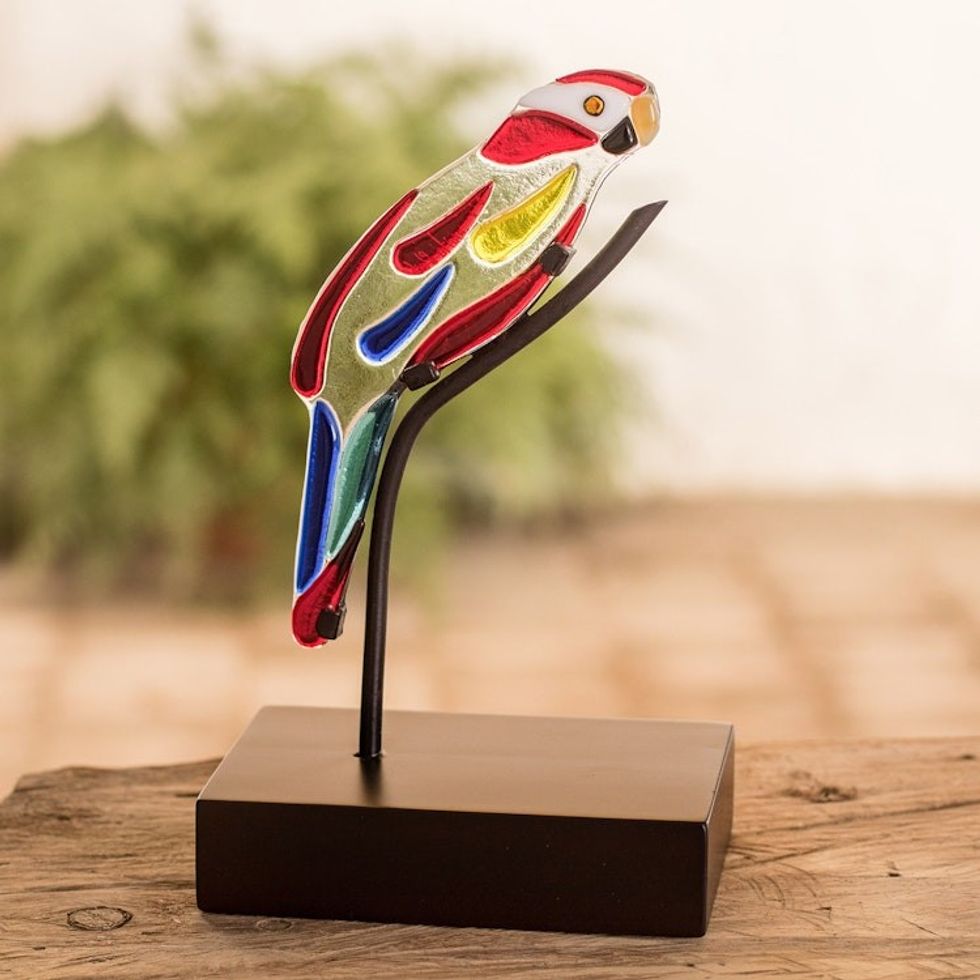 Art Glass Macaw Sculpture from El Salvador 'Macaw'