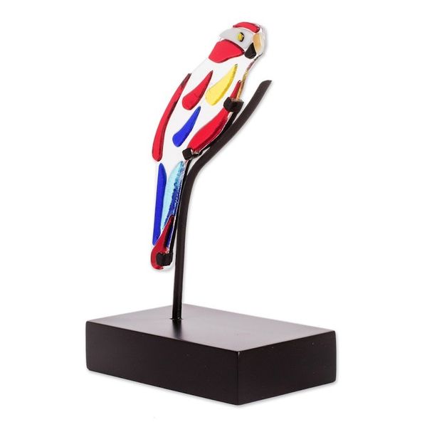 Alternate image for Art Glass Macaw Sculpture from El Salvador Macaw