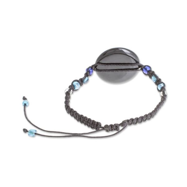 Alternate image for Glass Beaded Macrame Pendant Bracelet in Blue Ancient River