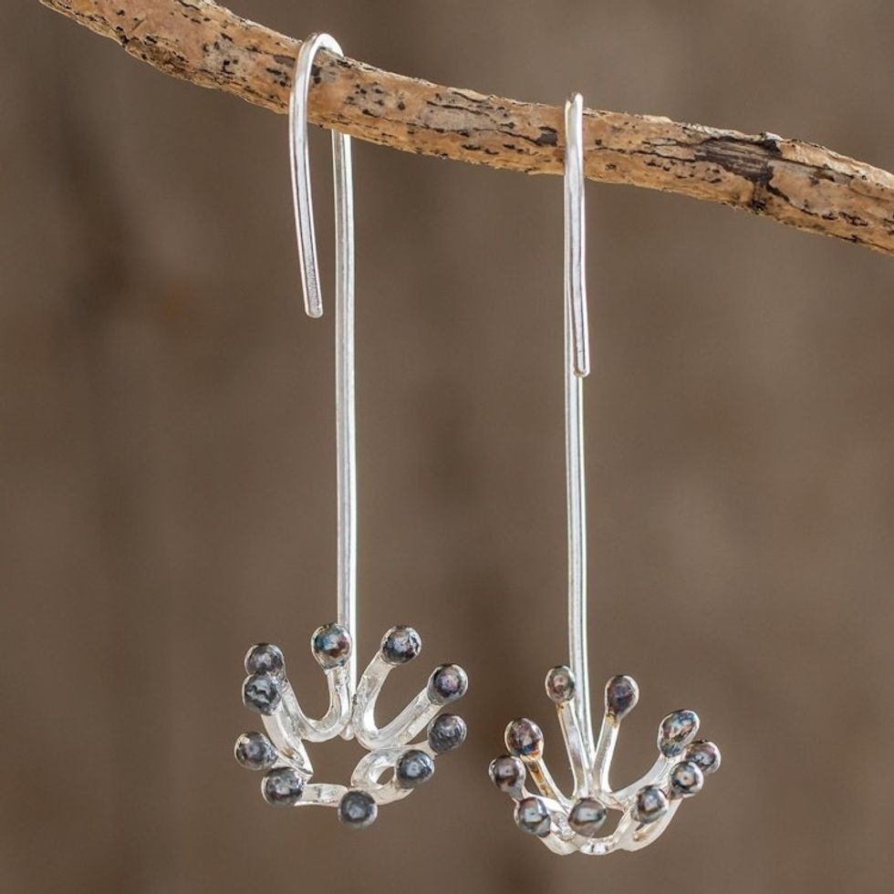 Sterling Silver Dandelion Drop Earrings from Costa Rica 'Dandelion'