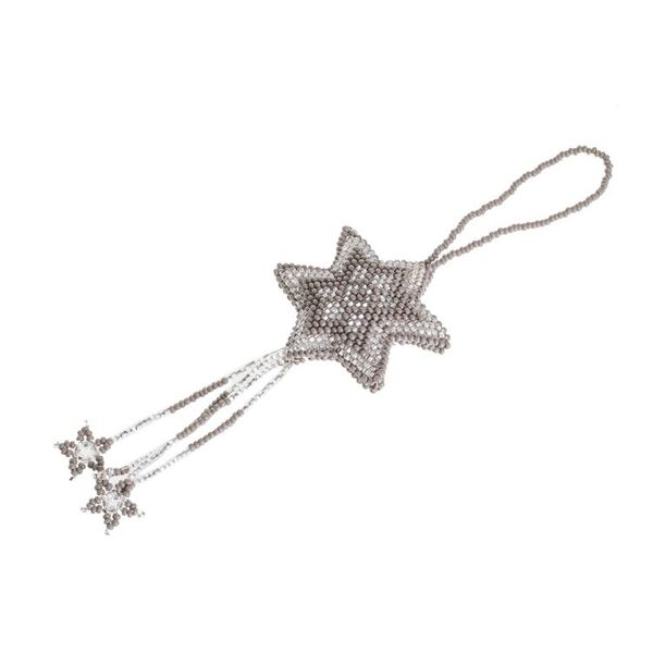 Alternate image for Glass Beaded Star Ornaments from Guatemala Set of 4 Grey Fleeting Stars