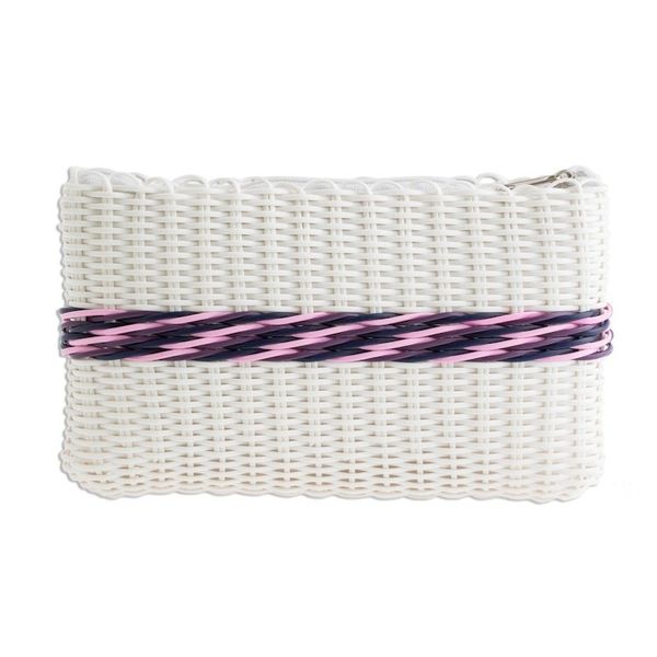 Alternate image for Handwoven Eco Friendly Clutch in White Enchantment of Color in White