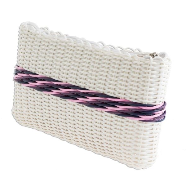 Alternate image for Handwoven Eco Friendly Clutch in White Enchantment of Color in White