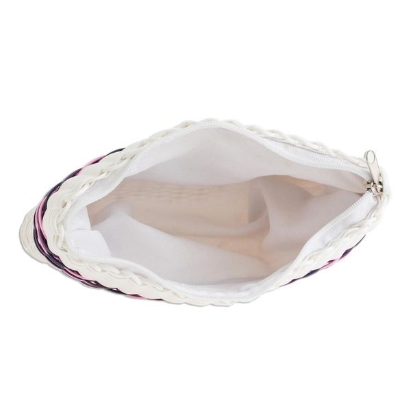 Alternate image for Handwoven Eco Friendly Clutch in White Enchantment of Color in White