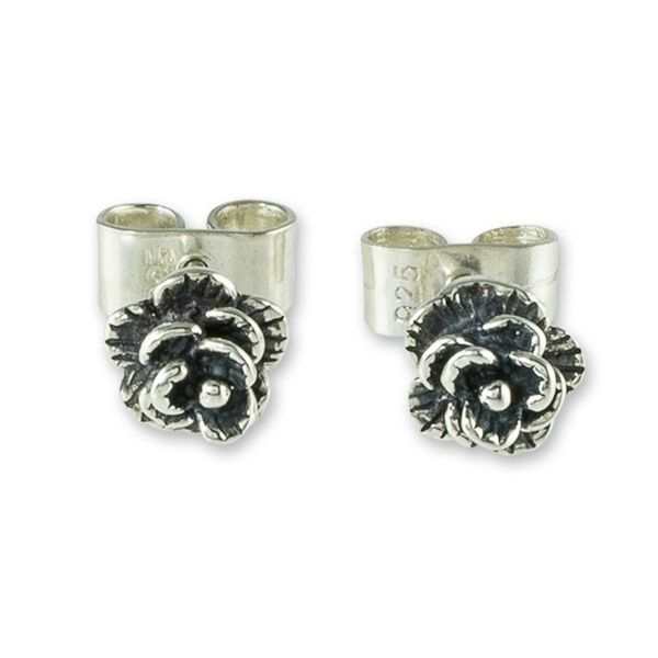 Alternate image for Small Sterling SIlver Flower Stud Earrings Humble Blossom