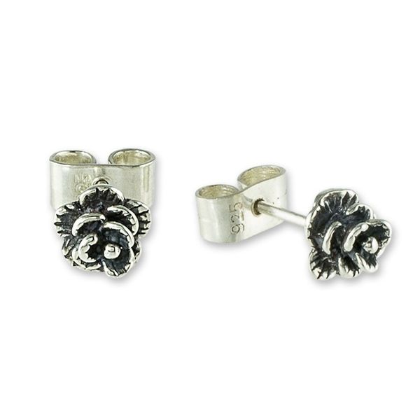 Alternate image for Small Sterling SIlver Flower Stud Earrings Humble Blossom