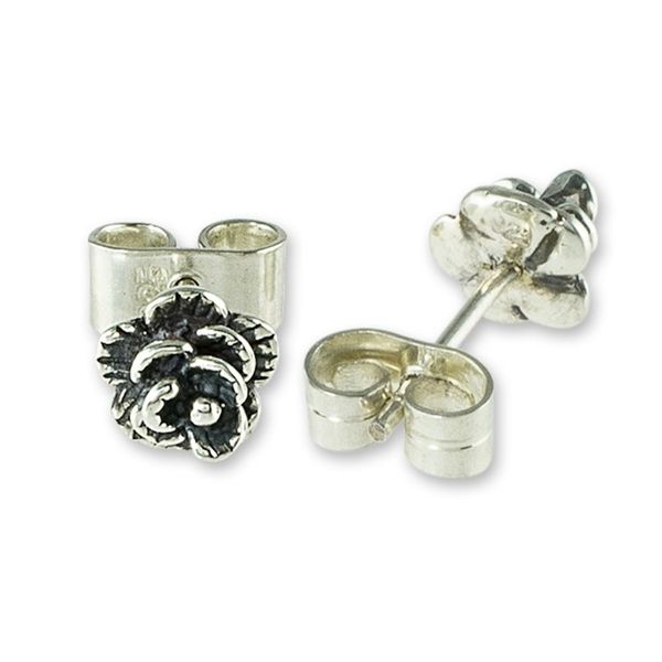 Alternate image for Small Sterling SIlver Flower Stud Earrings Humble Blossom