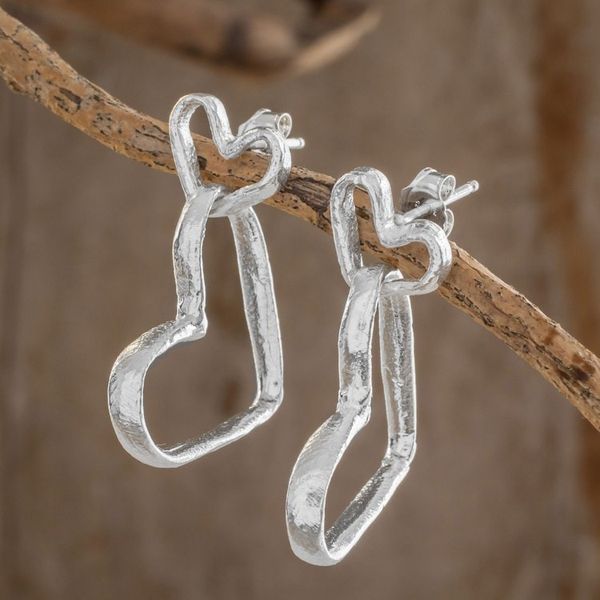 Alternate image for Heart-Shaped Sterling Silver Dangle Earrings from Costa Rica Unconditional
