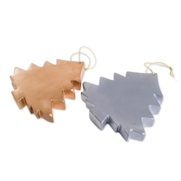 Alternate image for Gold and Silver-Tone Wood Tree Ornaments Set of 4 Christmas Tree Royalty