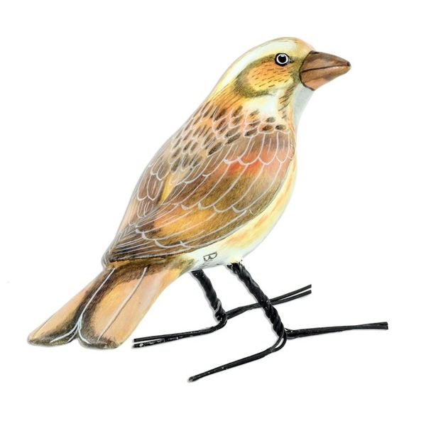 Alternate image for Guatemala Handcrafted Ceramic Rustic Bunting Bird Figurine Rustic Bunting