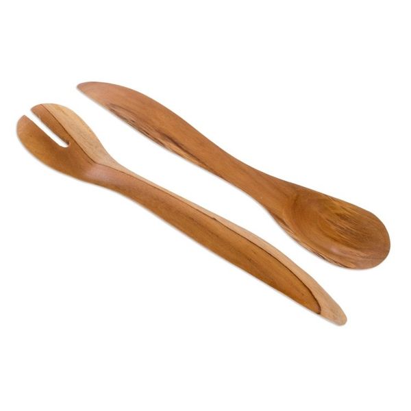 Alternate image for Food-Safe Teak Wood Salad Servers Pair Flavors of My Land