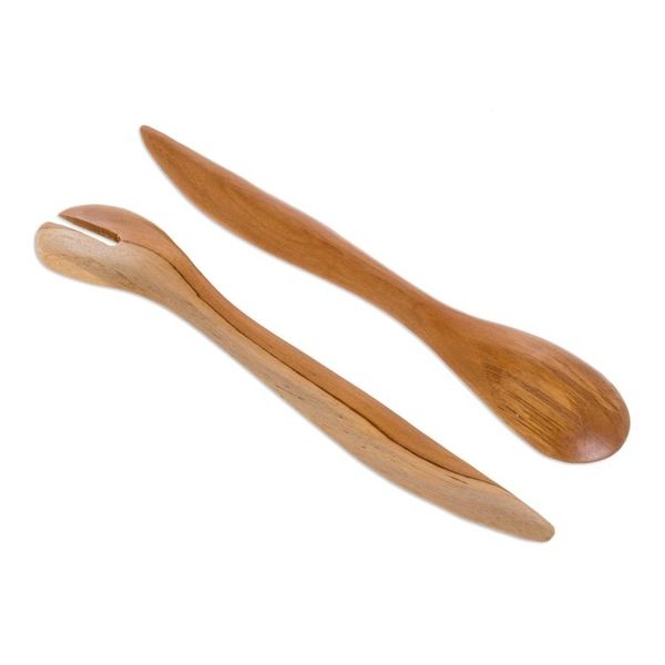 Alternate image for Food-Safe Teak Wood Salad Servers Pair Flavors of My Land