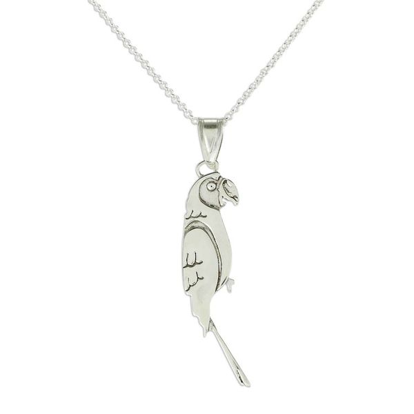 Alternate image for Sterling Silver Costa Rican Macaw Pendant Necklace Cloud Forest Macaw