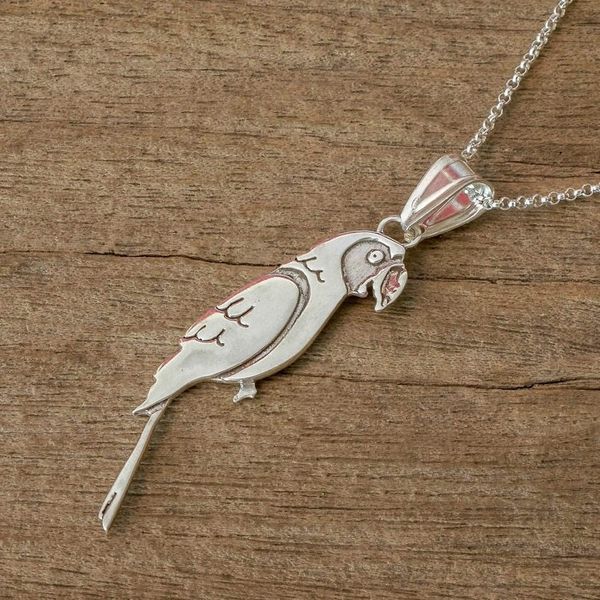 Alternate image for Sterling Silver Costa Rican Macaw Pendant Necklace Cloud Forest Macaw