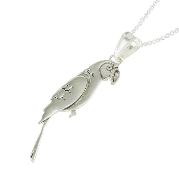 Alternate image for Sterling Silver Costa Rican Macaw Pendant Necklace Cloud Forest Macaw